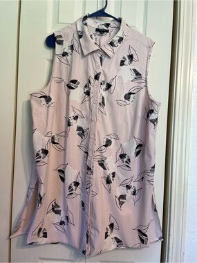 Alfani Pale Pink Sleeveless Button-Front Floral Blouse